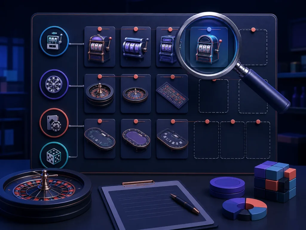 Painel ilustrativo de observação de conteúdo de cassino online